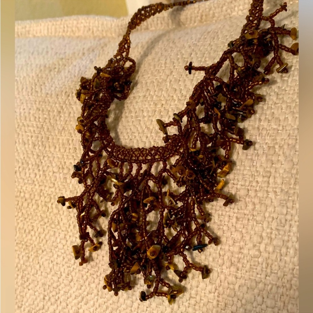 Necklace natural stone handmade beaded beads